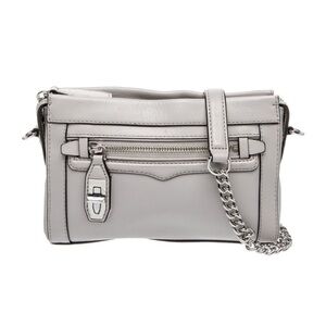 REBECCA MINKOFF AVERY LEATHER CROSSBODY IN DOVE GREY PALLADIUM HARDWARE